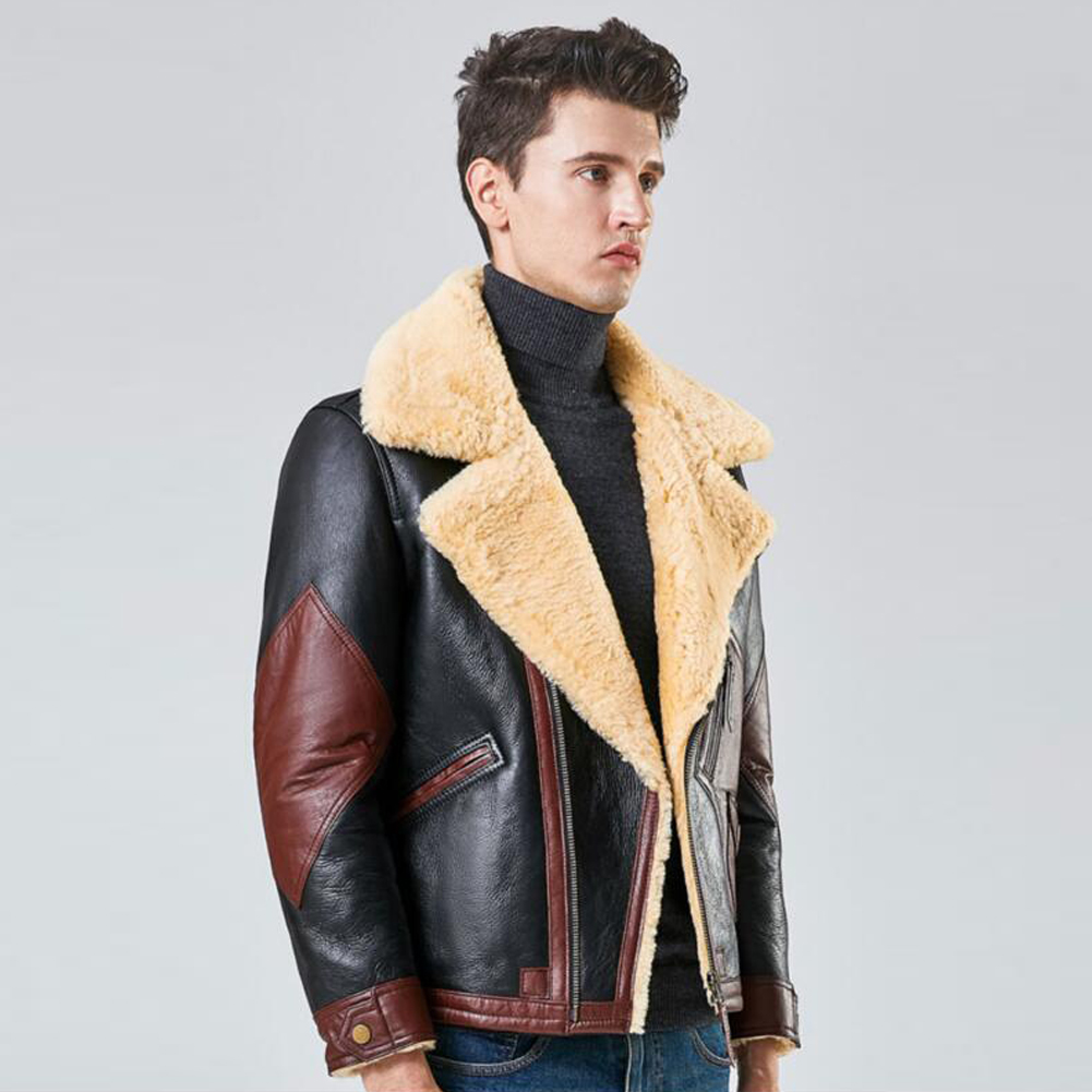 Bomber Jacket Men - Denny&Dora Men's B3 Natural Shearling Leather