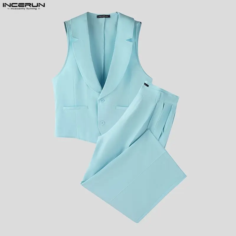 INCERUN Men Sets Solid Color V - Mens Fashion Summer 评论和价格