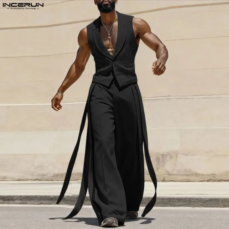 INCERUN Men Sets Solid Color V - Mens Fashion Summer 评论和价格