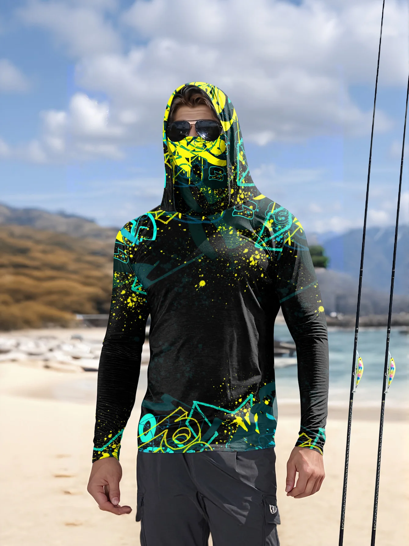 Men UPF50+ Fishing Hoodie With - Mens Fashion Summer 评论和价格