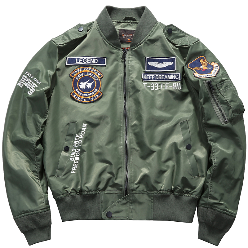 Men's Spring Tactical Army MA- - Varsity Jacket Letterman 评论和价格