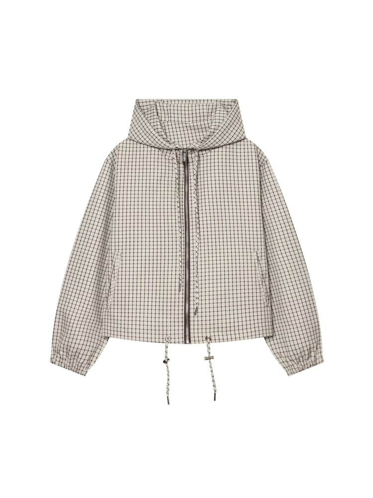 MUJER Plaid Hooded Jacket Woma - Varsity Jacket Letterman 评论和价格
