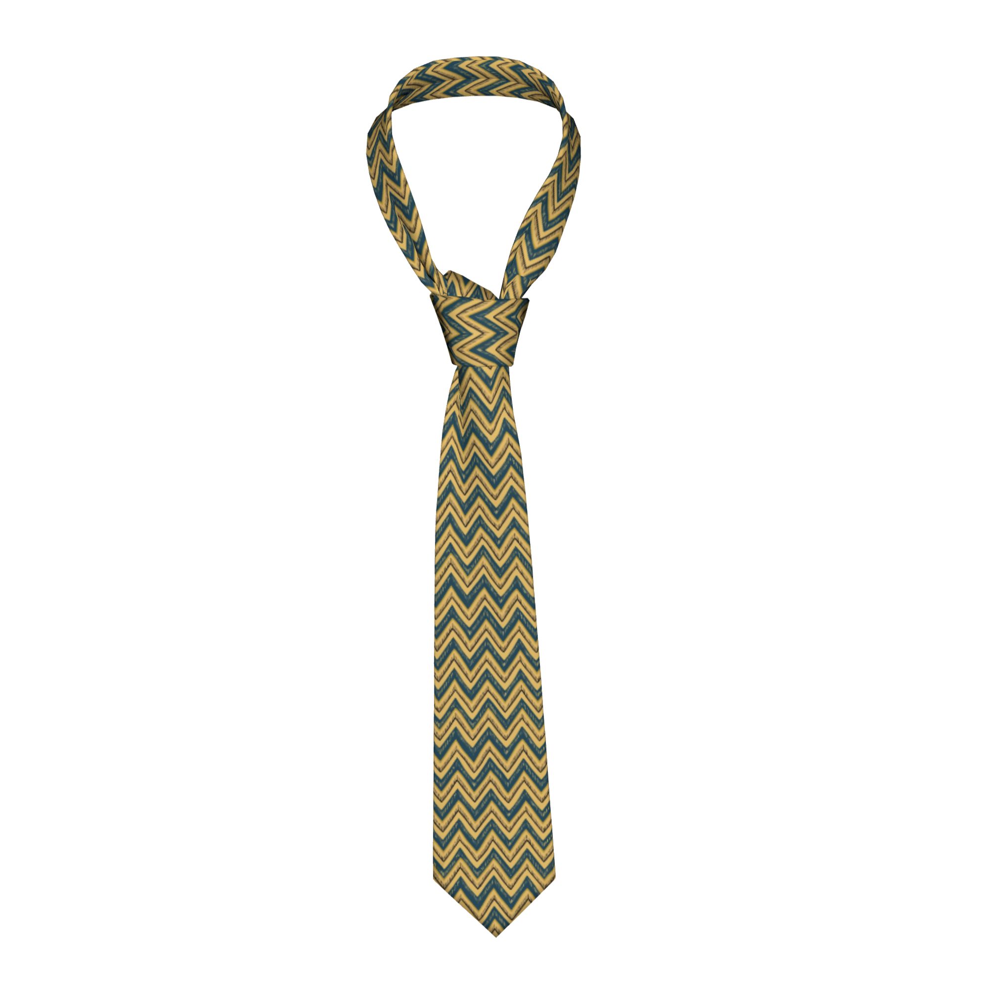 Hand Drawn Chevron Zig Zag Tie - Mens Fashion In The 1920S 评论和价格
