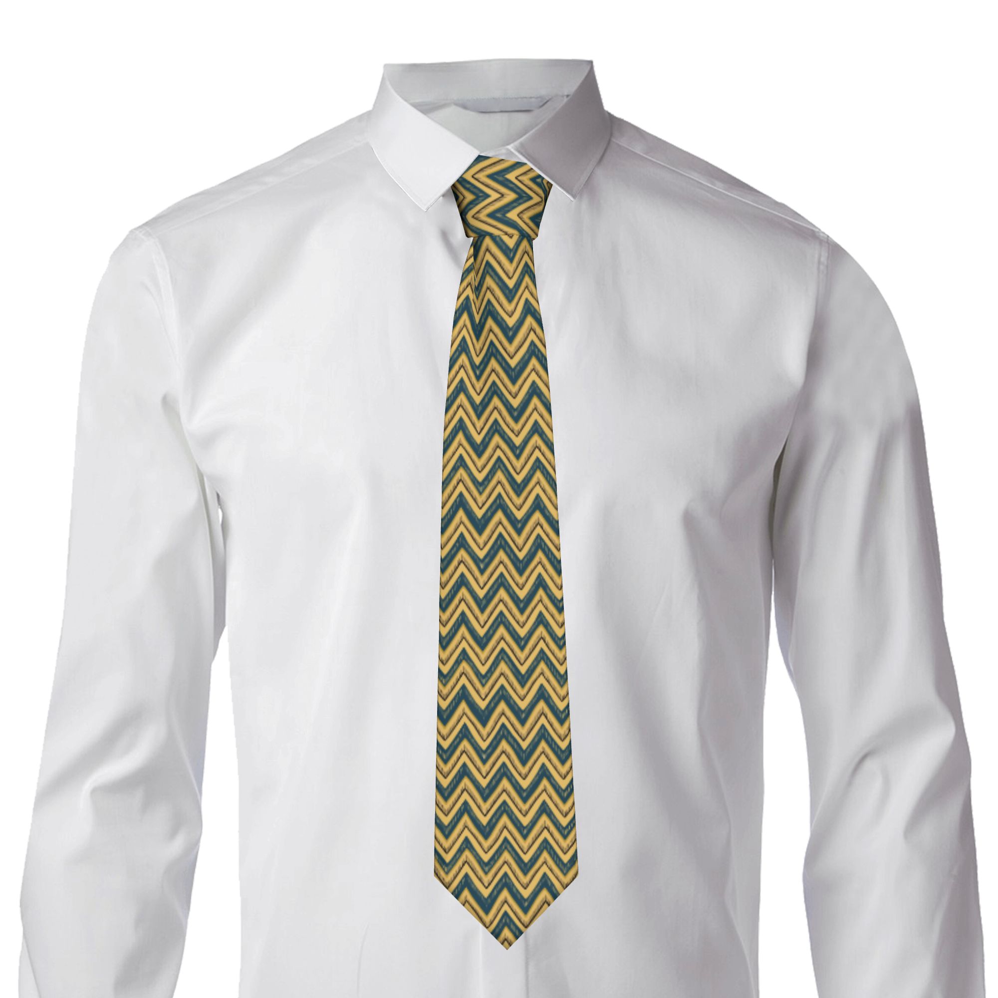 Hand Drawn Chevron Zig Zag Tie - Mens Fashion In The 1920S 评论和价格