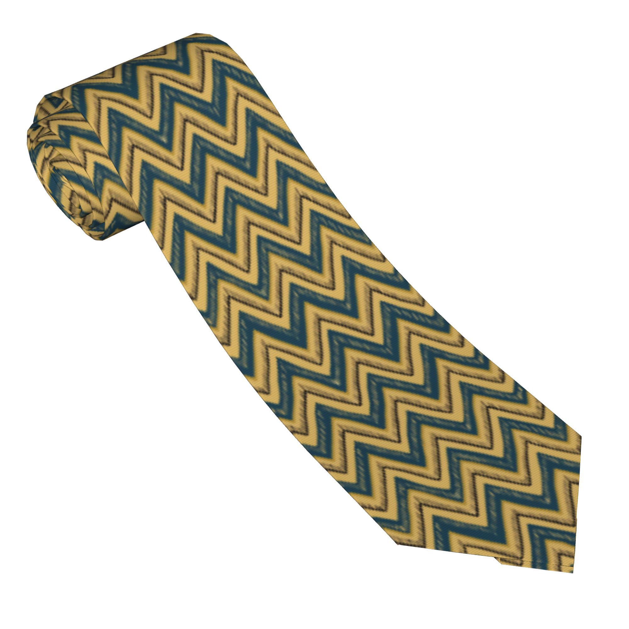 Hand Drawn Chevron Zig Zag Tie - Mens Fashion In The 1920S 评论和价格