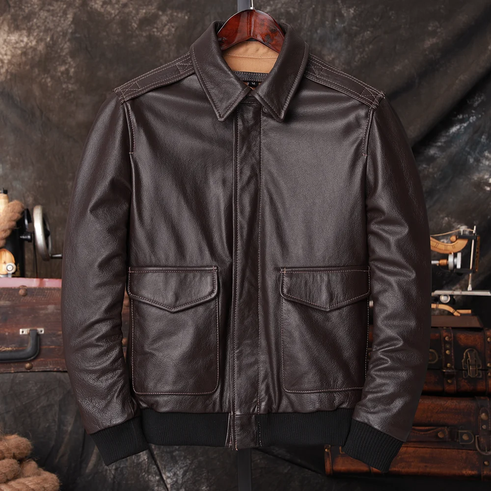 Bomber A2 Pilot Genuine Leathe - Bomber Jacket Men 评论和价格