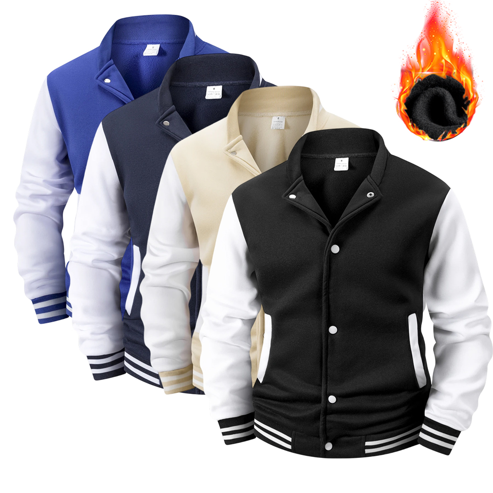 Men's Fleece-Lined Varsity Jac - Varsity Jacket Letterman 评论和价格