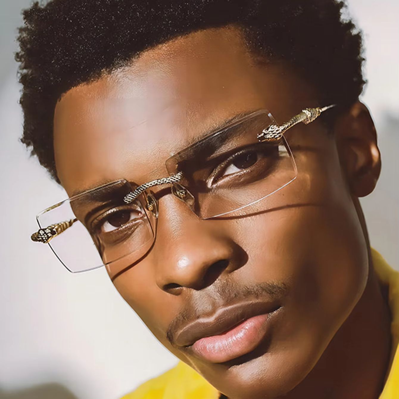1 Pair of Men's Metal Rectangu - Men'S Fashion Non Prescription Glasses 评论和价格