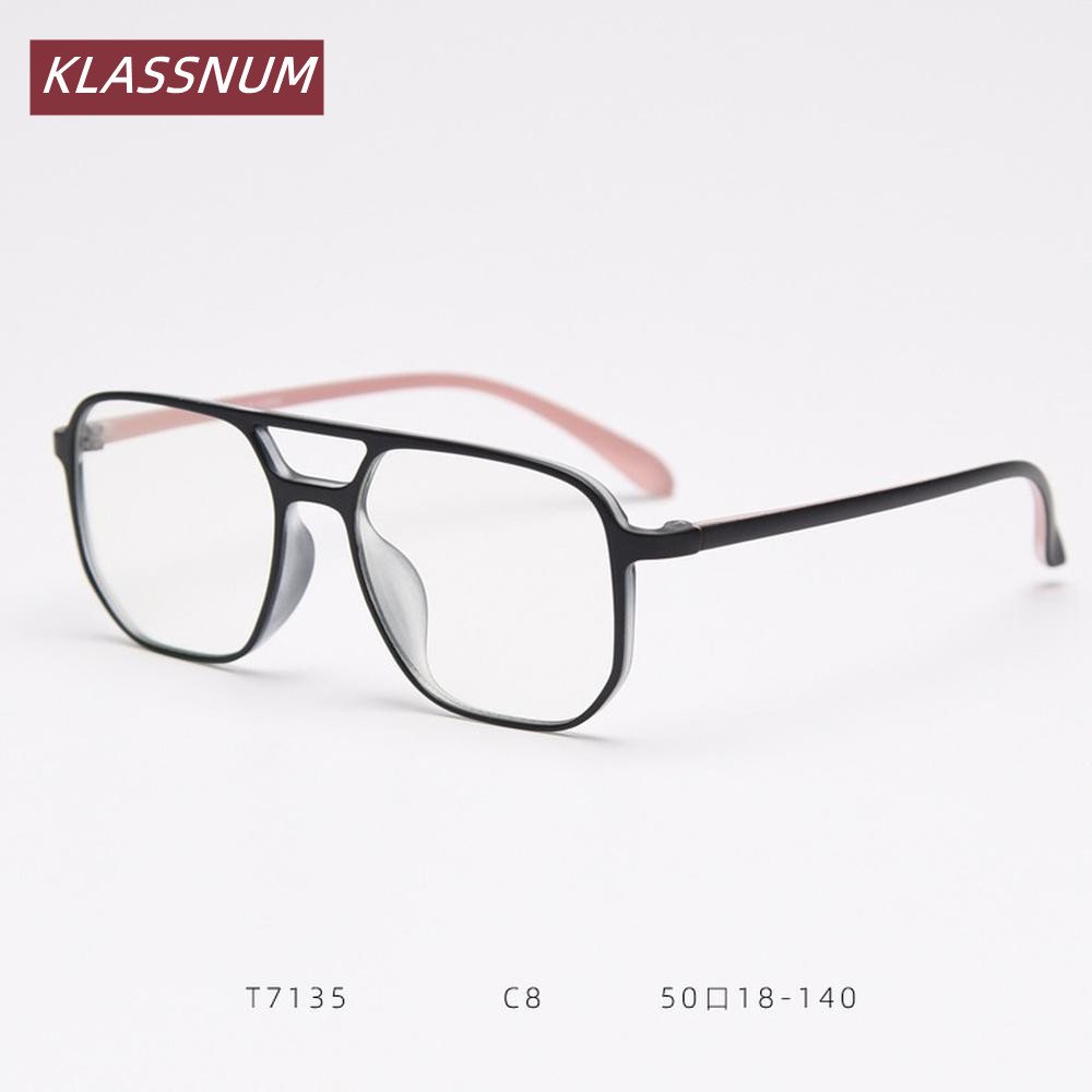 KLASSNUM Double Bridge Square  - Men'S Fashion Non Prescription Glasses 评论和价格
