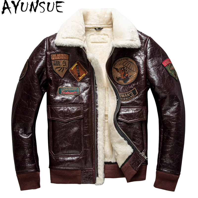 AYUNSUE Winter Leather Jacket  - Bomber Jacket Men 评论和价格