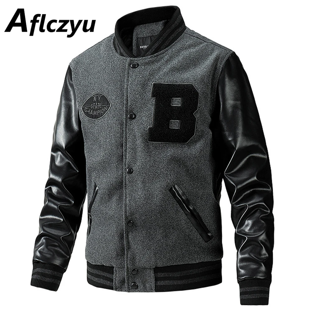 Varsity Jacket Men PU Sleeve P - Varsity Jacket Letterman 评论和价格